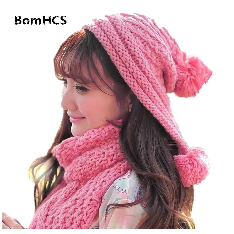 BomHCS, корейский стиль, модная женская зимняя теплая шапка, ручная работа, вязаная шапка с цветком