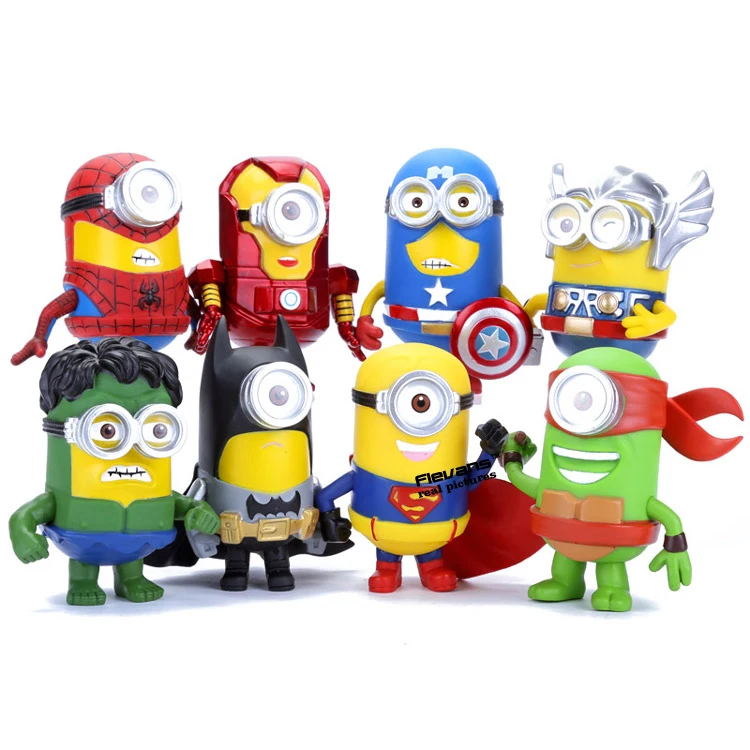 

8pcs/set 3D Eye Movie Cos Avengers Superheroes Iron man Spriderman Hulk Thor PVC Action Figures Kids Toys