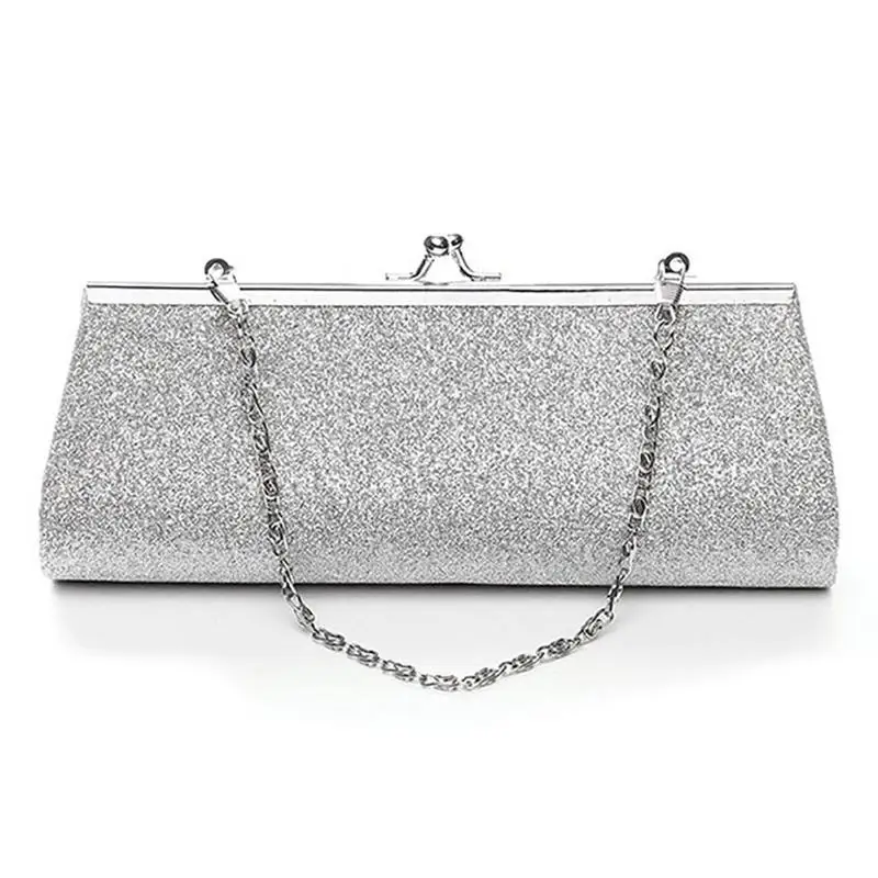 Модная Женская Блестящая Серебристая сумочка-клатч вечерняя вечеринка, свадебный банкет, сумка на плечо, элегантная деловая сумочка