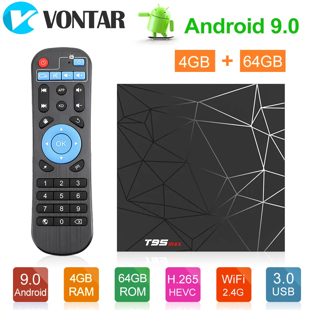 T95max Android tv Box 9,0 4 Гб 64 Гб Смарт ТВ Allwinner H6 четырехъядерный USD3.0 6K HDR 2,4 ГГц Wifi Google плеер Youtube T95 max