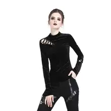 Darkinlove, женская готическая Черная футболка с длинным рукавом, высокая горловина, женская уличная одежда, персональные топы, панк-рок, женская футболка