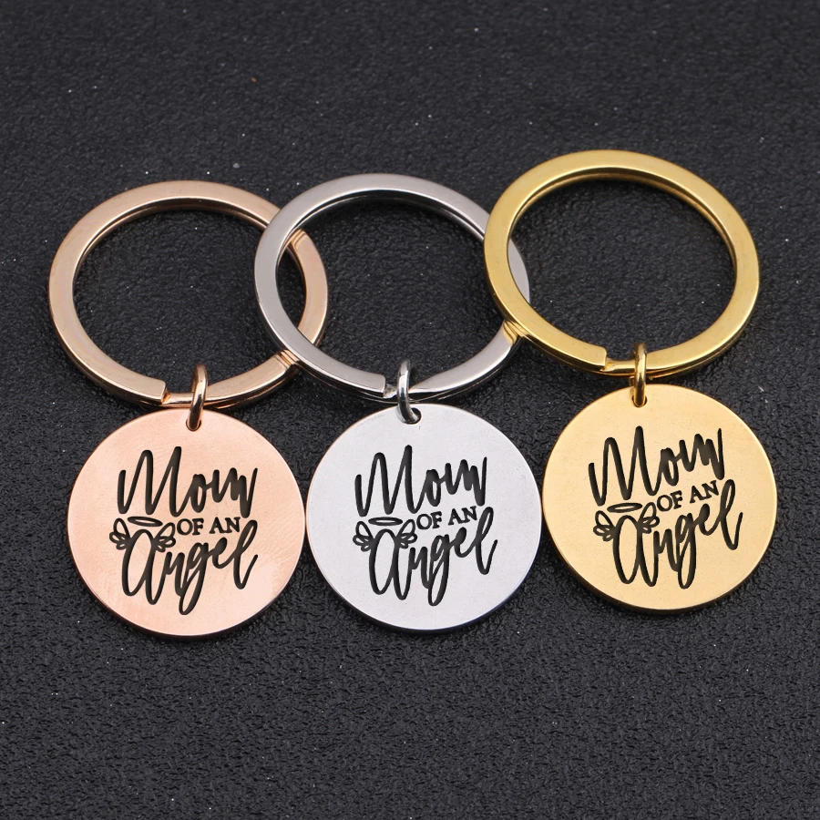 

Mom Of An Angel Key Chain Infant Loss For Women Key Pendant Memorial Jewelry Miscarriage Keyring For Women 3 Colors Choose