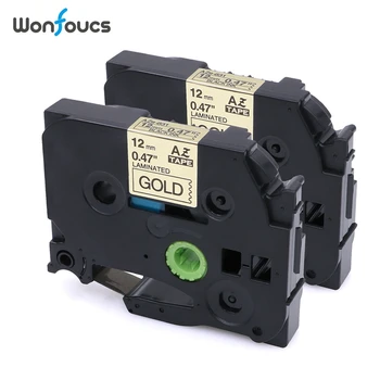 

Wonfoucs 2pcs tze tape compatible Brother TZe label tapes 12mm TZe831 printer ribbons TZe-831 TZe-M931 Black on Gold label maker