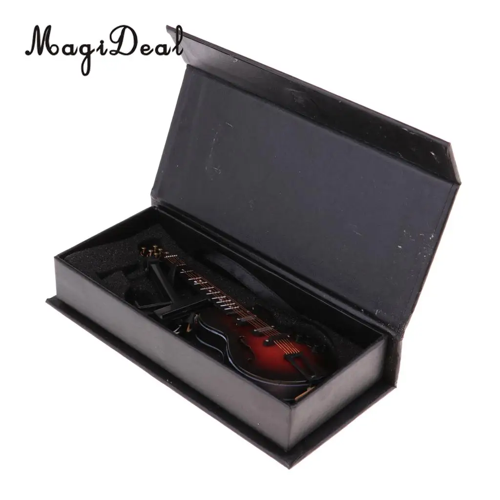 Delicate 1/8 Scale Miniature Wooden Guitar Acoustic Guitar Model Collections Home Office Desk Display Ornaments
