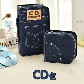 

1pc Creative Jeans CD Storage Bags Super Large Capacity DVD-ROM Living Room Car Compact Disc Receipt Pack Retro Portable Bags