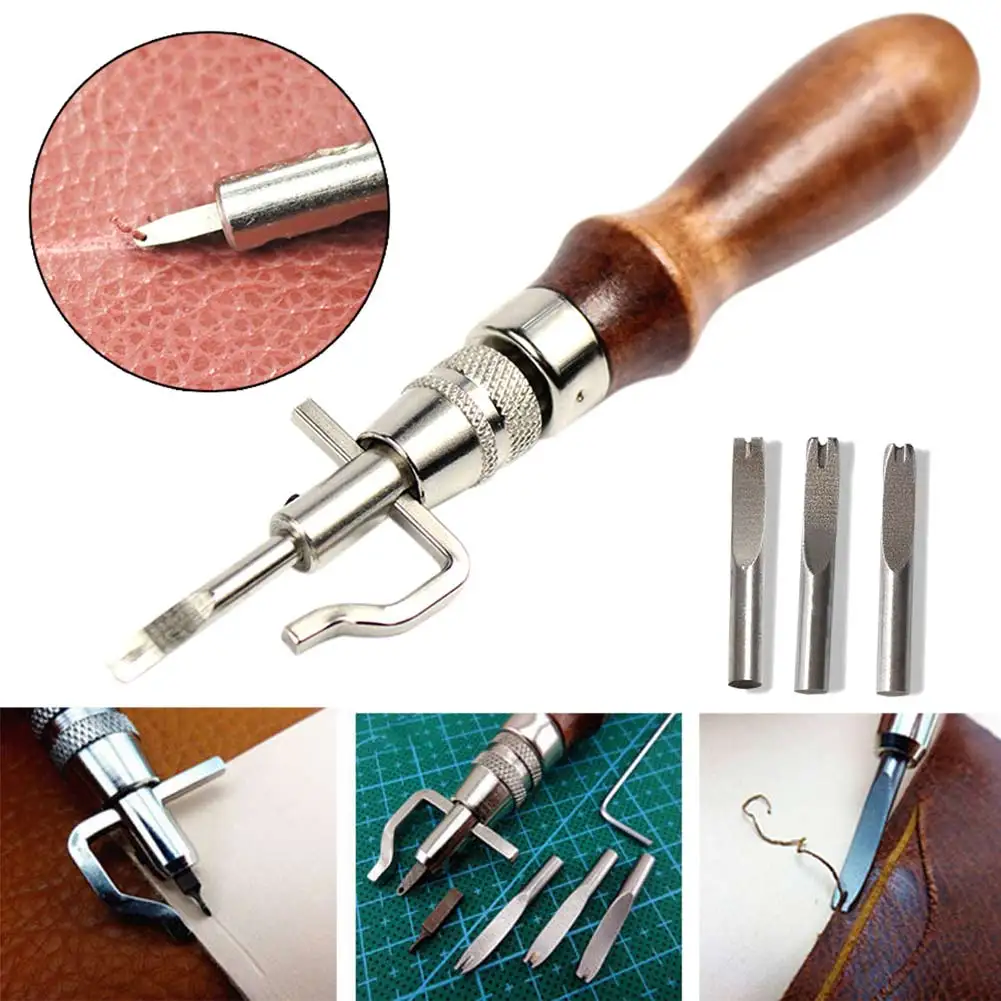 

5 in 1 DIY Leather Craft Adjustable Pro Stitching Groove Crease Leather Tools Leather Edge Stitching Sewing Tools Set