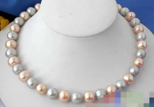 

song voge gem nanJ2132 GRAY PINK ROUND FRESHWATER PEARL NECKLACE