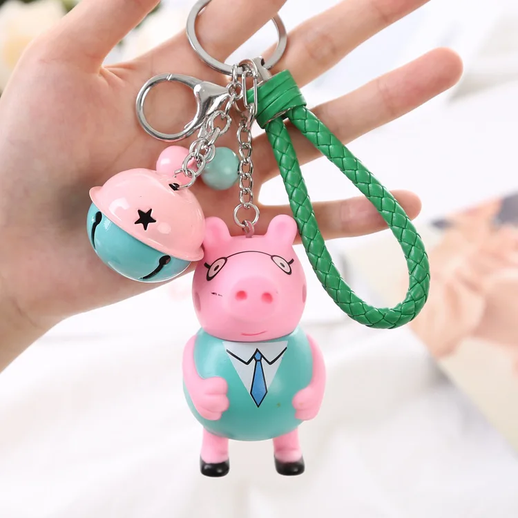 

12 style cartoon Peppa Pig Little Girl George Peggy Jewelry Keychain animal bag Pendant Key ring Holder Doll Toys Childen Gifts