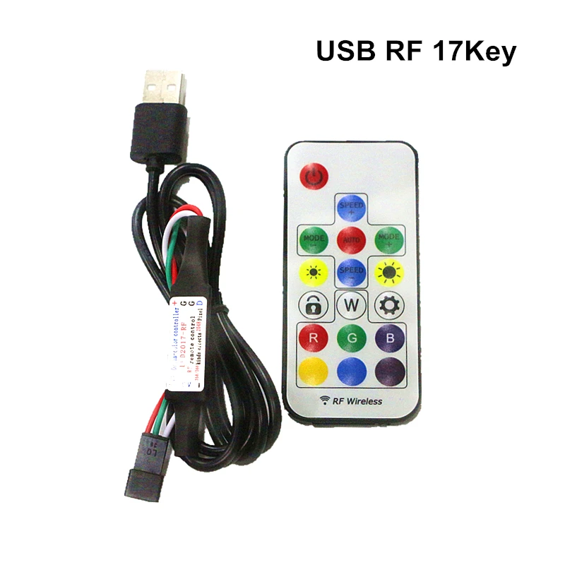 5 в WS2812B SK6812 пикселей цифровой полноцветный RGB USB Беспроводной RF светодиодный контроллер с 3 клавишами/14 клавишами/17 клавишами/21 клавишами дистанционного управления