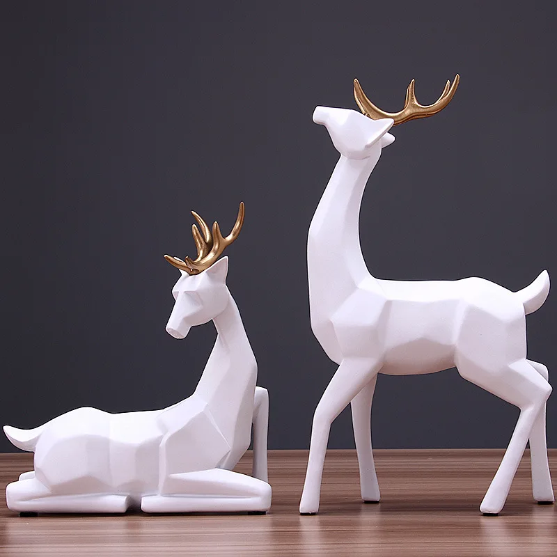 Modern Creative Resin Deer Statue Vintage Figurines Home