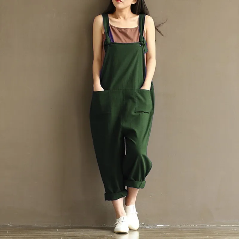 strappy linen jumpsuit