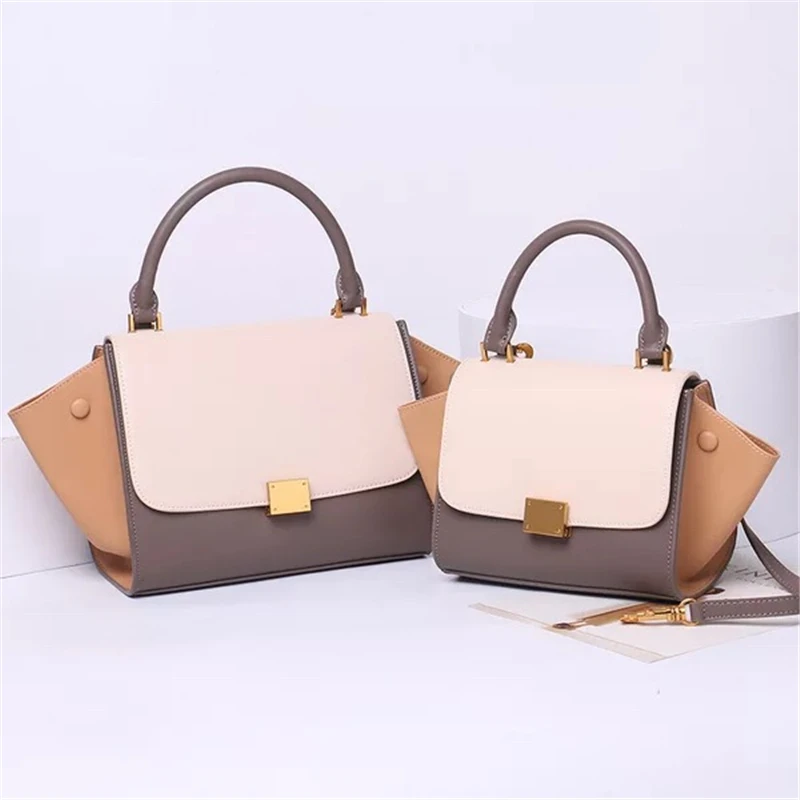 Qualité Célèbre Haute En Sacs Color White Épaule Brown Sourire Sac Marque Feminina Luxe À Bolso Véritable And Tea milk Totes Cuir Designer Trapèze De Visage Main Mode rrC6Zq