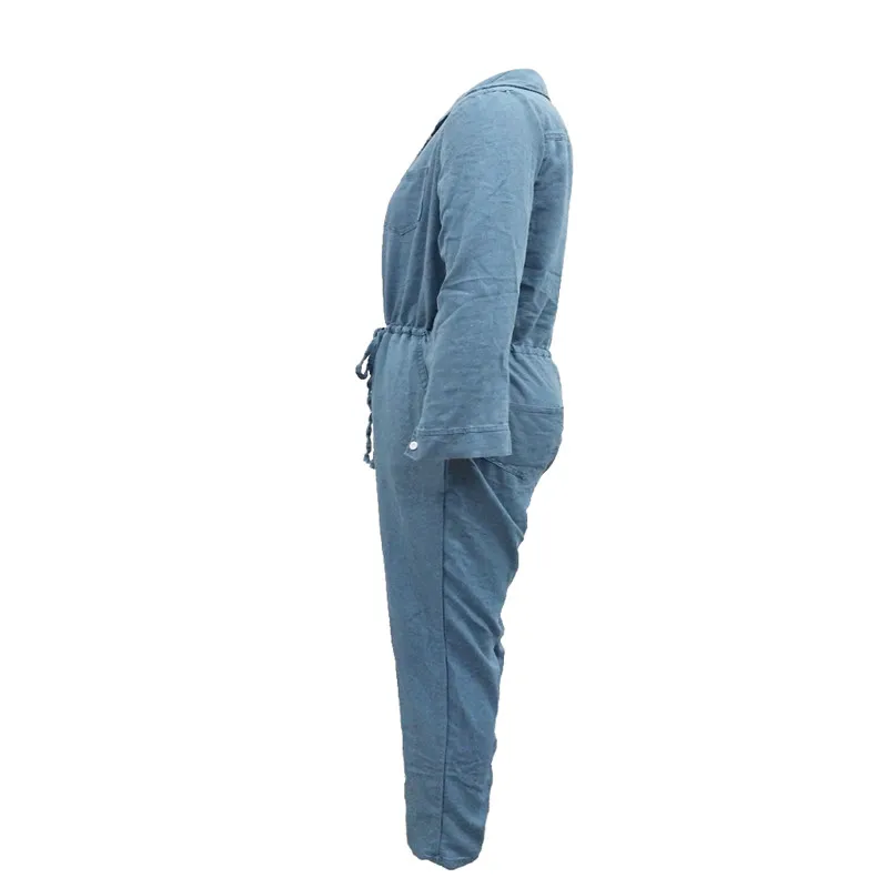 2018 Autumn Denim Jumpsuit Bind Rompers Fashion Women Long Sleeves Jumpsuits Sexy Slim Overalls Plus Size S~3XL (4)