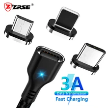 ZRSE Магнитный Micro Usb кабель для Iphone samsung 3A Быстрая зарядка данных провод шнур магнит Зарядное устройство Usb type C кабель для мобильного телефона