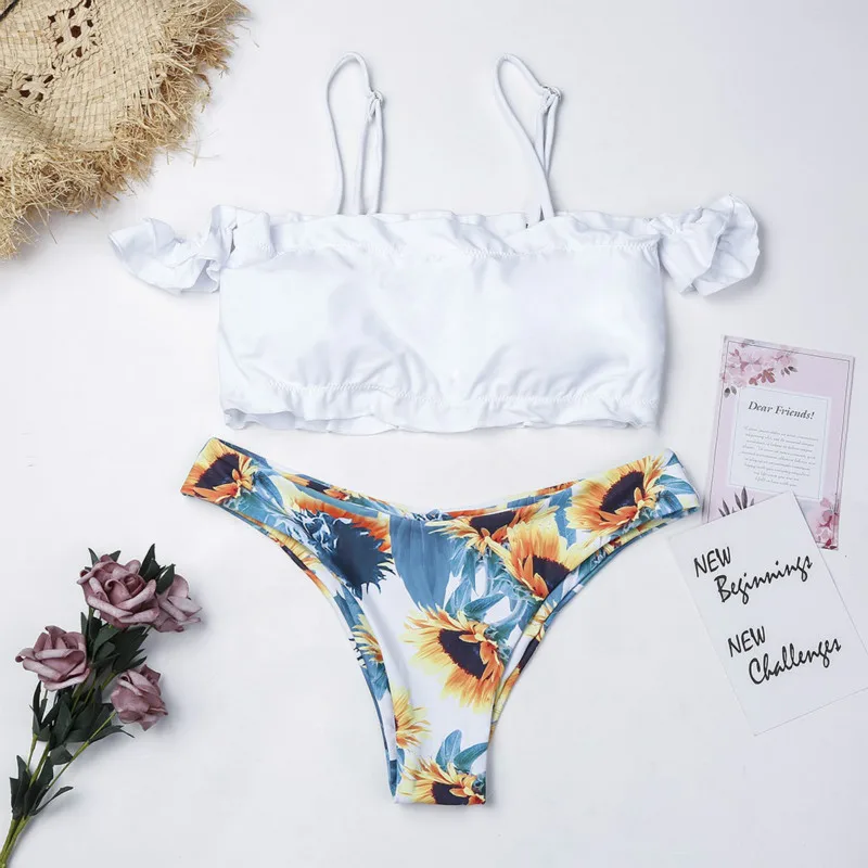 

Europe And The United States New Printed Bikini Low Waist Bikini Split Swimsuit Women'S Swimsuit