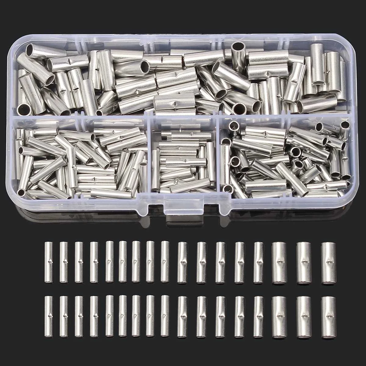 

200Pcs Copper Butt Splice Wire Copper Crimp Connector Cord Pin End Insulated Terminals For 10-22AWG Heat Shrink Tube Sleeving