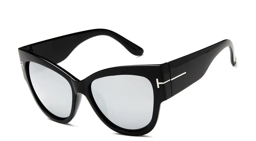Zonnebril Dames солнцезащитные очки тенты для женщин большой кошачий глаз винтажные Ретро солнцезащитные очки Брендовые дизайнерские Hombre Oculos De Sol Feminino G63 - Цвет линз: black white silver