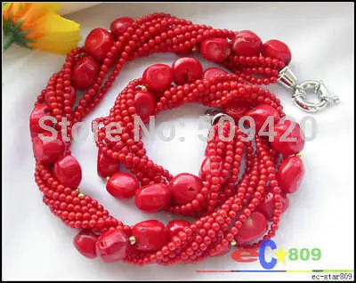 

Wholesale>>>8row 18" 14mm NATUREL RED CORAL massive BEAD NECKLACE #@