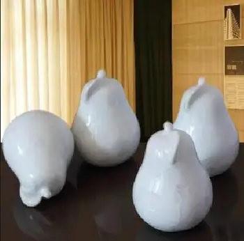 

white ceramic pear fruit home decor crafts room decoration ornament porcelain figurines christmas articles decorations