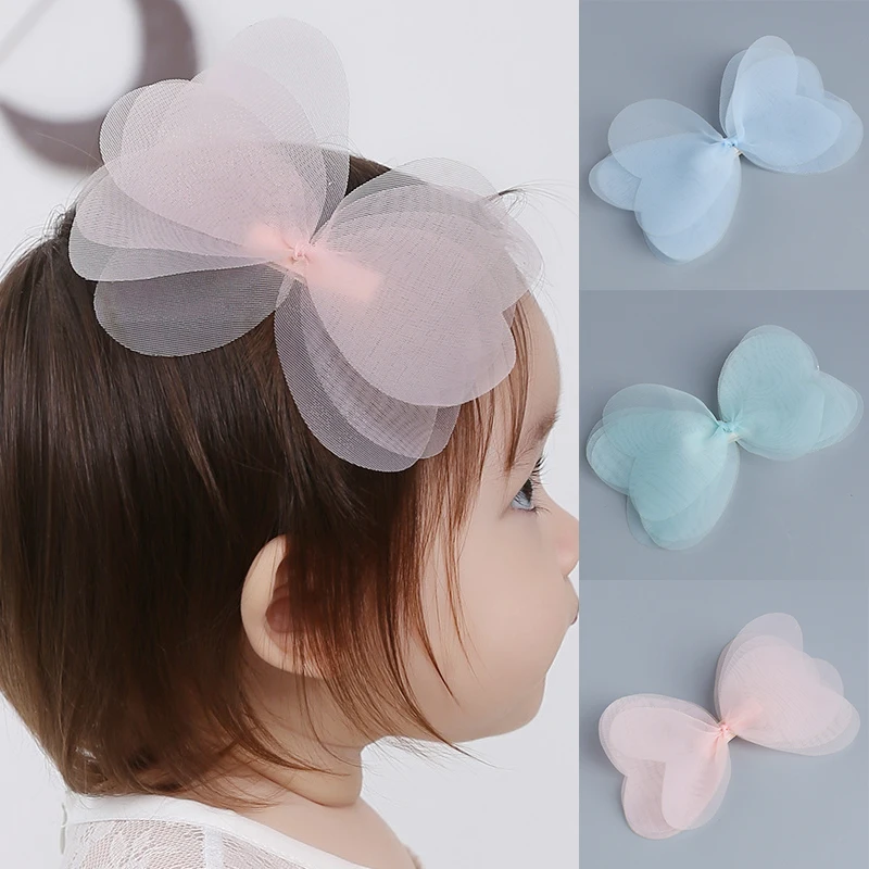 

Korean Cute Girls Cartoon Children Bowknot Angela Hairpins Kids Hair Clips Net Yarn Hair Accessories Baby 1PC