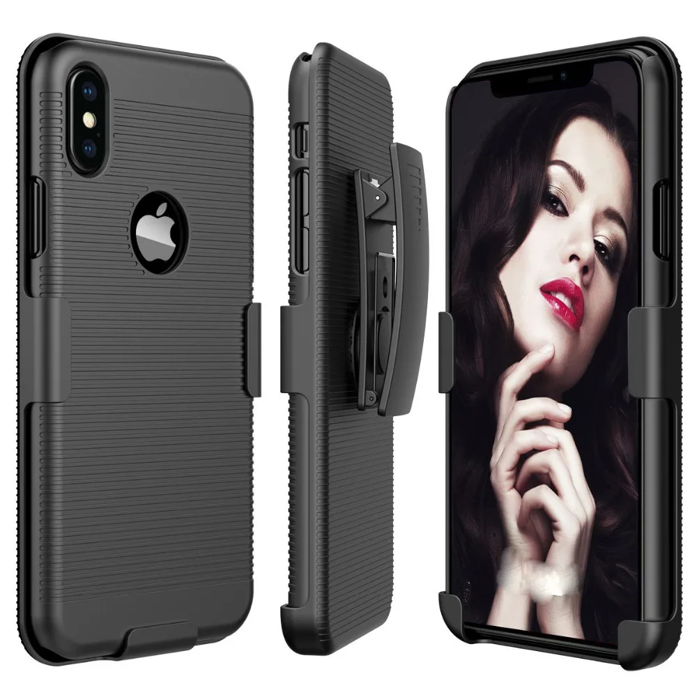 

Slim Hard Holster Open-Face Sport Cover with Holster Kickstand and Locking Belt Swivel Clip CASE For iPhone X/iPhone XS