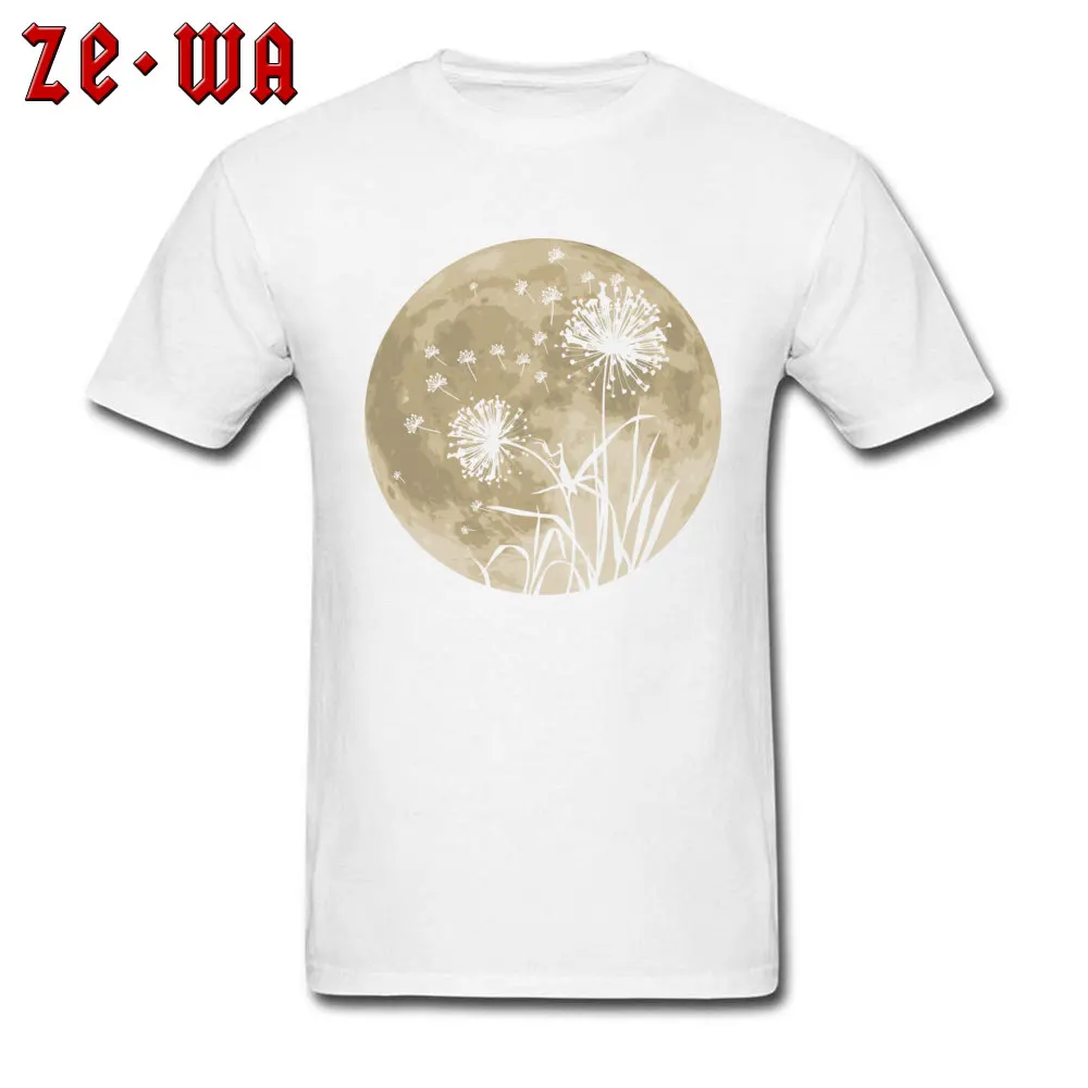 Men Oversized Tops Tees O Neck Lovers Day Pure Cotton Top T-shirts 3D Printed Dandelions By The Moonlight Top T-shirts Dandelions By The Moonlight white
