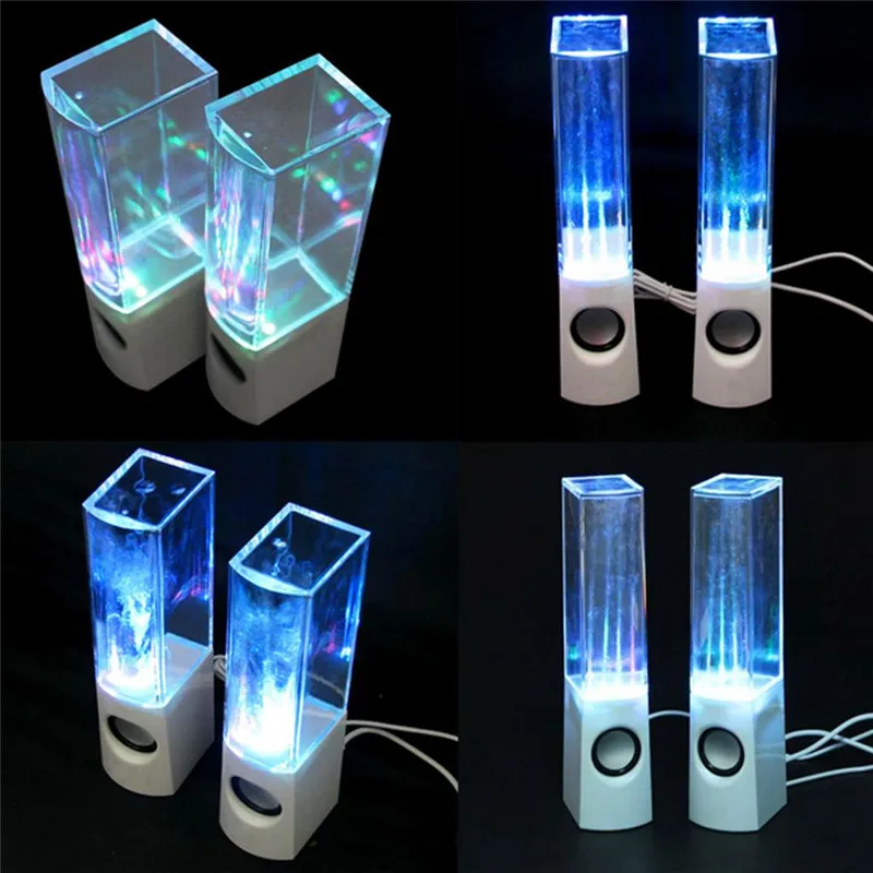 

2PC USB LED Light Speaker Dancing Water Speak Active Portable Subwoofer Column Soundbox Mp3 player for PC Laptop Stereo Speaker