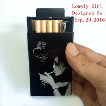 Hohe qualität metall zigarettenetui normale zigarette boxen lonely girl laser entwickelt für immer rauchen zigarette zubehör