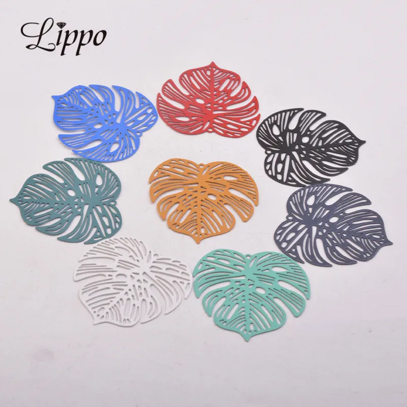 

30pcs AB5106 32mm Painted Brass Leaves Charm Leaf Watermark Pendant Filigree Jewelry Earring Findings