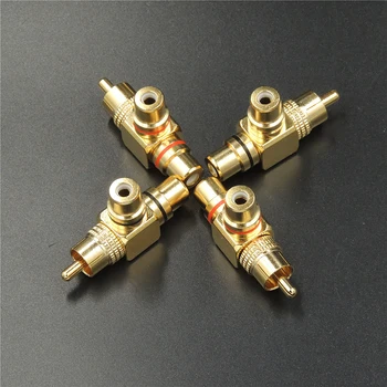 

Male to 2 Female RCA Splitter Adapter Right Angle AV Video Audio T Plug black and