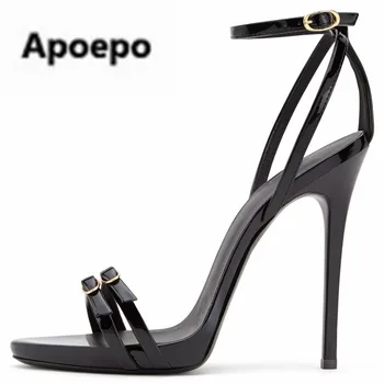 

Selling black summer women shoes buckle decor high heels sandals females sexy pumps zapatos mujer tacon size 45 office sandals
