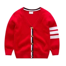 Мягкий Детский кардиган с длинными рукавами; свитер для мальчиков в полоску; Повседневная осенняя одежда для малышей; Однотонный теплый однобортный вязаный свитер для мальчиков