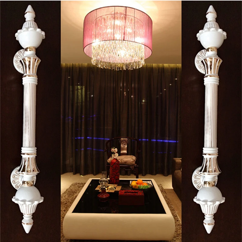 The Gate Doors Handles Toughened Glass Door Opening Door Handle Luxury European Royal Style Ivory White