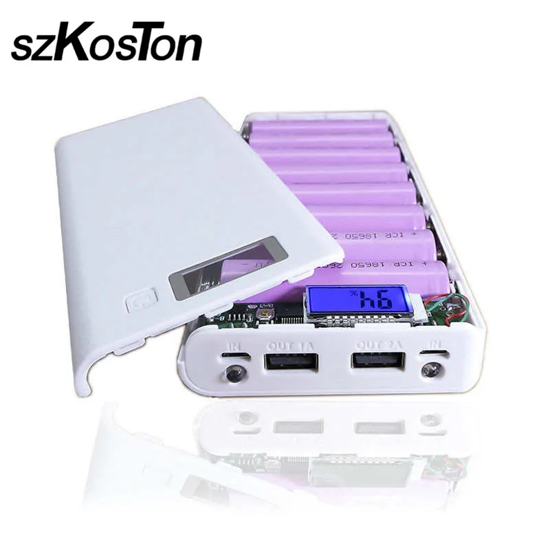 New DIY 8x18650 Portable Battery Power Bank Shell Case Box LCD Display Dual USB Powerbank Box KIT Powerbank 18650(No Battery)