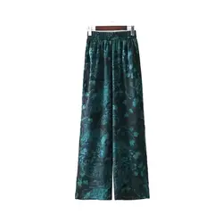 Винтажный цветочный Бесплатная карманы с эластичной талией Европейский стиль женские свободные брюки для ежедневного Носки Mujer