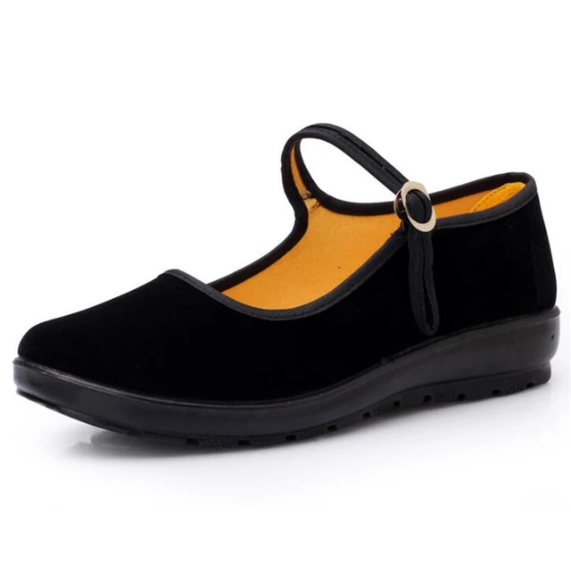 2019 Mary Janes Panie mieszkania klamra Strap wygodne kobiety buty okrągłe toe Solid casual buty plus rozmiar 34 ~ 41 czarny WFS508 -