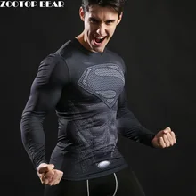 Superman Printed Tshirts Men Compression Top Fitness T-shirts 2017 Novelty Slim Summer Tight Tee Superhero Crossfit ZOOTOP BEAR