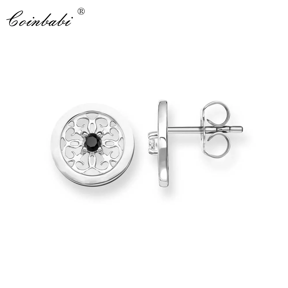

Stud Earring Black Ornament Bohemia Gift For Women Ts Earring Thomas Style 925 Sterling Silver Fashion Jewelry
