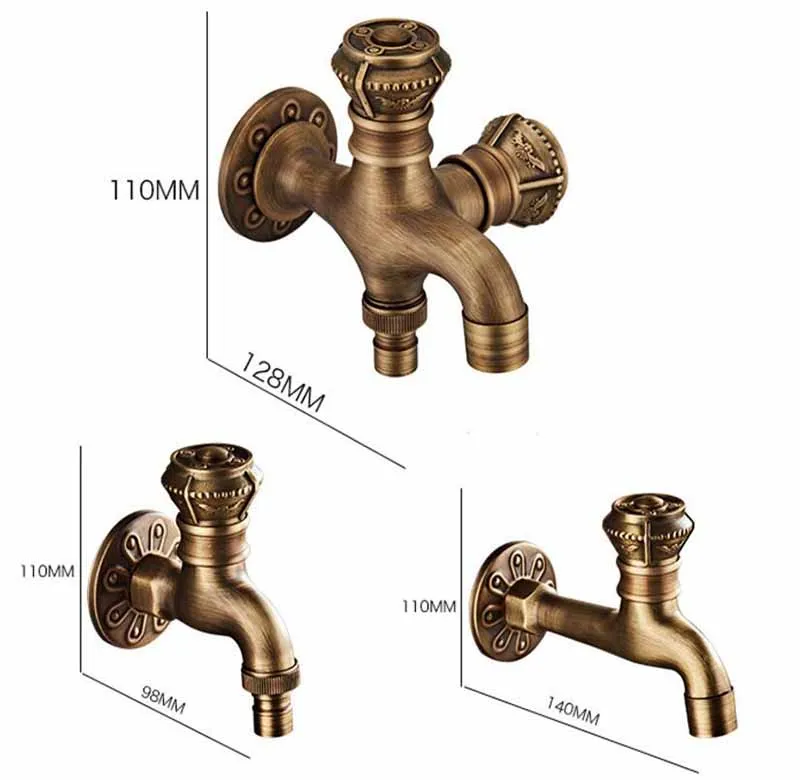 Анти-бронзовый водопроводный кран латунь настенный двойной использование стиральная машина для ванной кран открытый сад смеситель