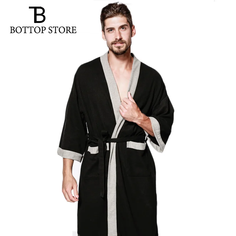 Мужской халат из хлопка, Мужская Ночная рубашка, вафельный мужской халат, банное полотенце для сауны, халат, халаты, пижамы, одежда для сна юката