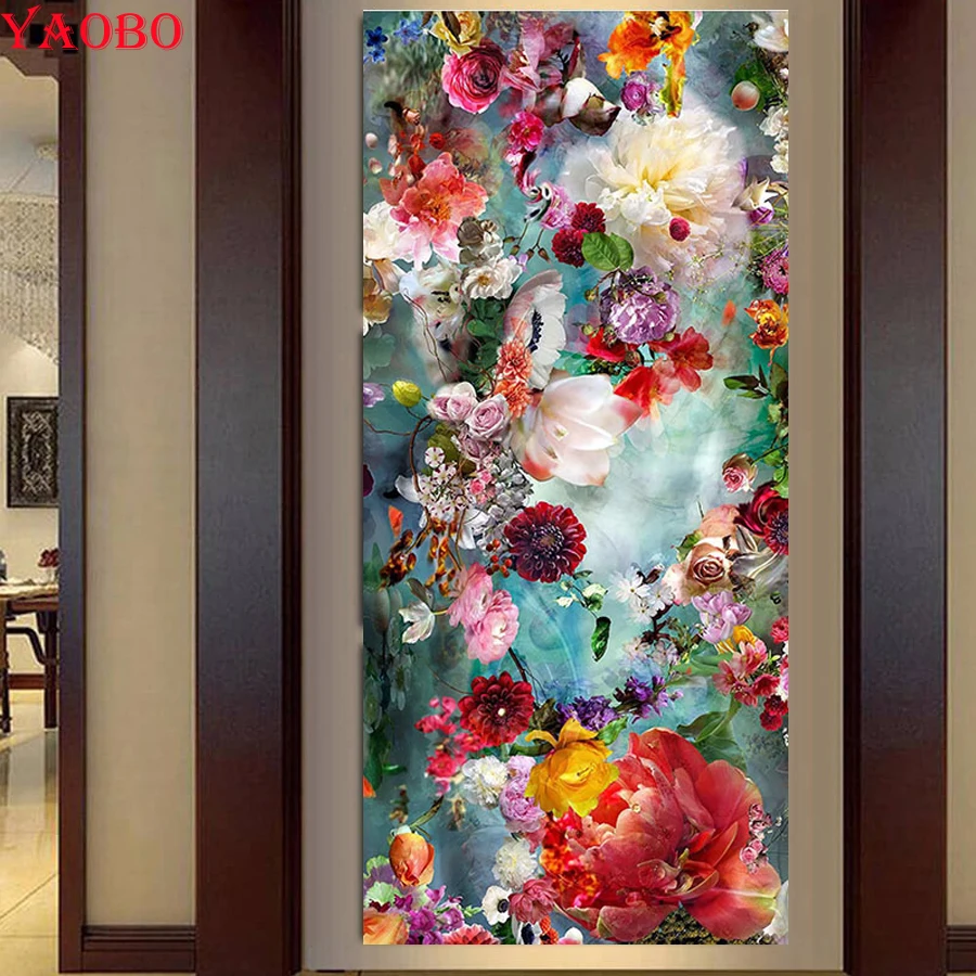 Large Diy Diamond Painting Hundreds of flowers Cross Stitch 5D Full Square Round Drill Embroidery sale Mosaic Home Decor | Дом и сад