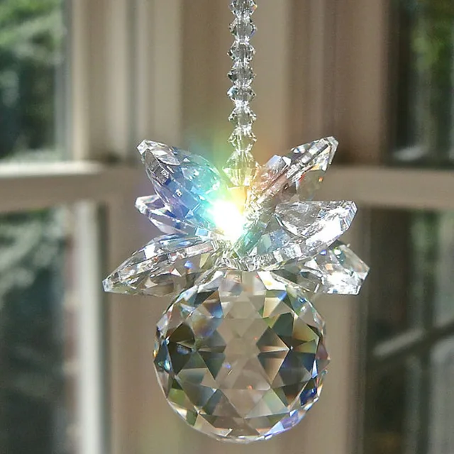 1PCS Crystal Suncatcher Hanging Prism Pendant Handmade Crystals