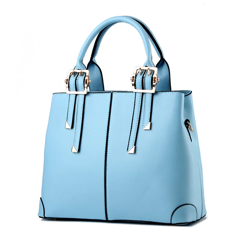 Fashion PU Women Shoulder Bag Elegant Light Blue Office Lady Handbag