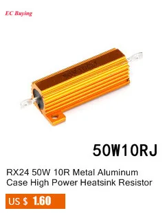 10 шт. RX24 50 Вт 50R металла Алюминий корпус резистора теплоотвода высокое Мощность устойчивость Золотой резистор 50 Ом