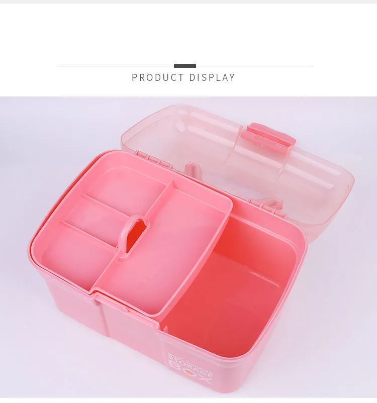 Розовый пластиковый двухслойный Ручной Настольный ящик для хранения ножниц органайзер для макияжа ювелирные изделия Лак для ногтей ручка Сушилка для ногтей чехол