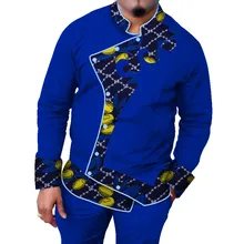 Осенняя мужская одежда в африканском стиле с длинным рукавом, Дашики, 2 предмета большого размера в африканском стиле, мужская хлопковая одежда WYN521