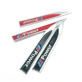 

2pcs/set M Power logo Emblems Badge 3D Car Sticker Side Metal Knife Type Fender For Bmw E60 E90 E91 F10 F15 F16 F30 M3 M5