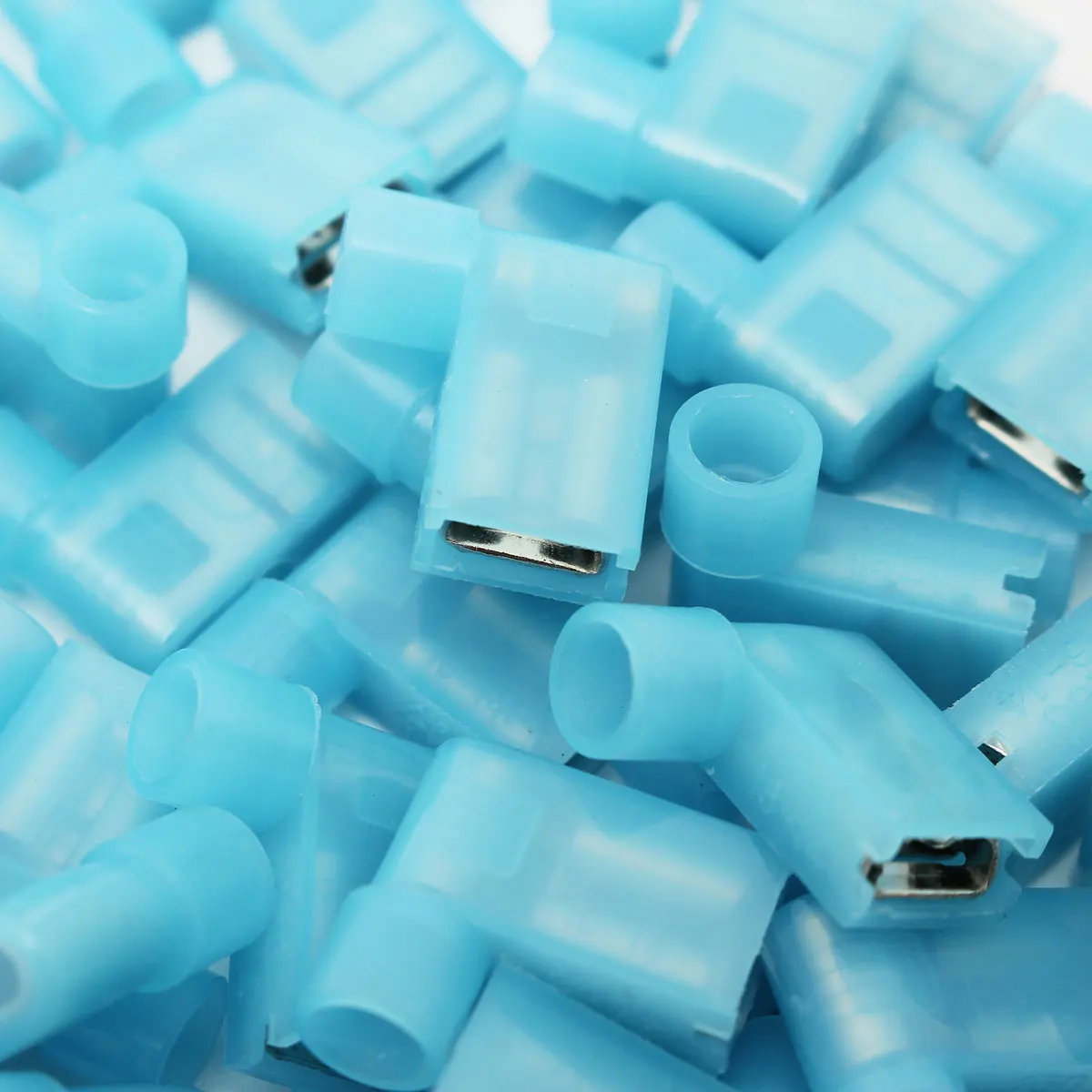 20/50PCS Blue 16 14AWG 1/4'' 6.35mm 90 degree Right Flag Spade Female