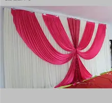 White and Fuchsia Ice Silk Wedding Backdrop 3m*6m(10ft*20ft) Wedding Decorations with Shiny Sequins Fabric Fast Delivery