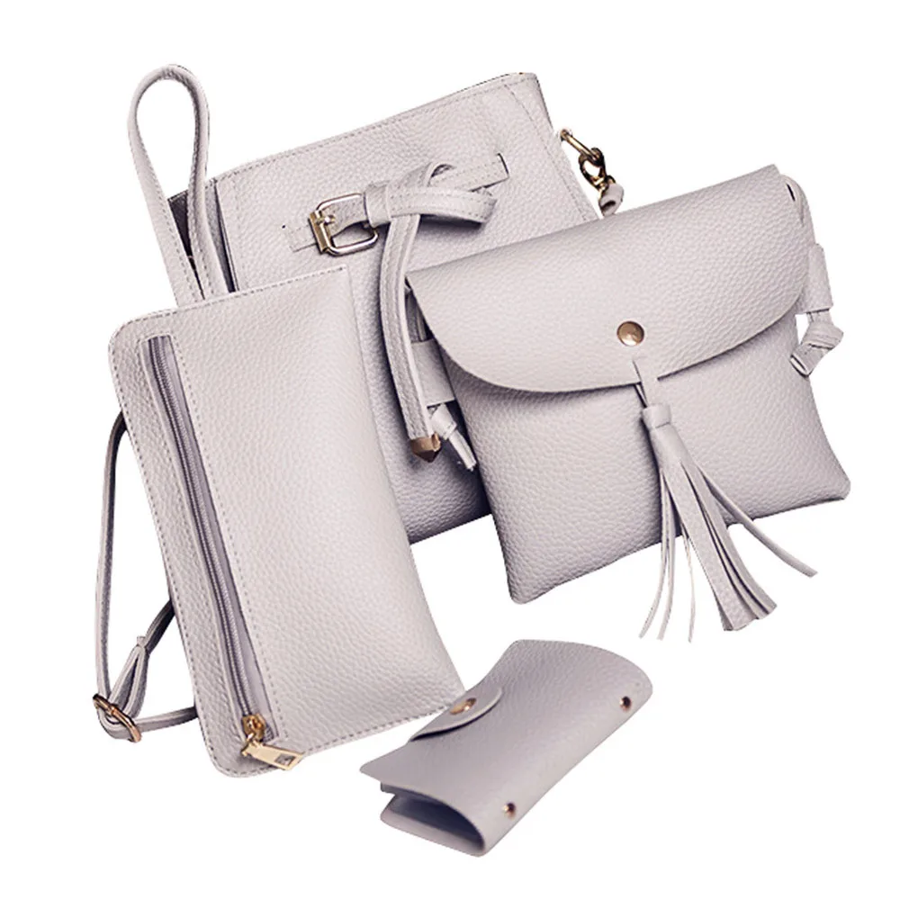 

5# 4 Set Women Fashion Handbag Shoulder Bags Four Pieces Tote Bag Crossbody Wallet for Girl Bolsas Ladies Phone Purse Handbag